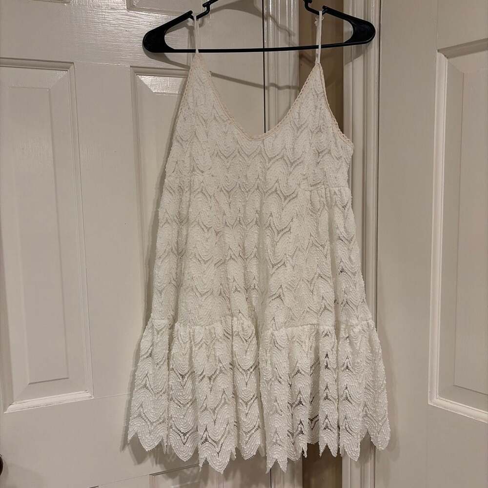 Habit White Lace Tiered Scalloped Cami Mini Dress Style S19185 - Picture 1 of 9